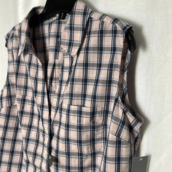 Vintage NWT sleeveless country pink plaid shirt L & XL Yellowstone,western vibe - Picture 7 of 15
